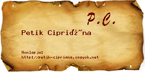 Petik Cipriána névjegykártya
